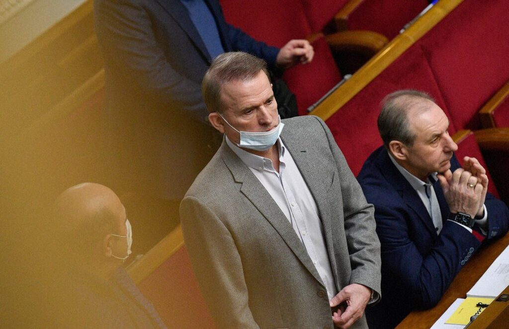 Viktor Medvedchuk during a session of the Ukrainian parliament