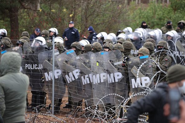 Мигранты на польско-беларусской границе