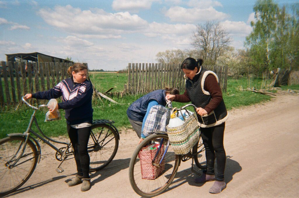 “Here is our gate. Our yard was bombed, and the shed. We were in the cellar, right there.”