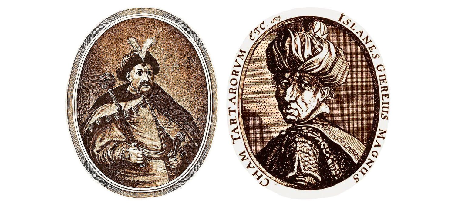 Myths about Crimea, 1. Portrait of Bohdan Khmelnytsky by Willem Hondius, 1651.
2. Portrait of Islam Geray III, author unknown.