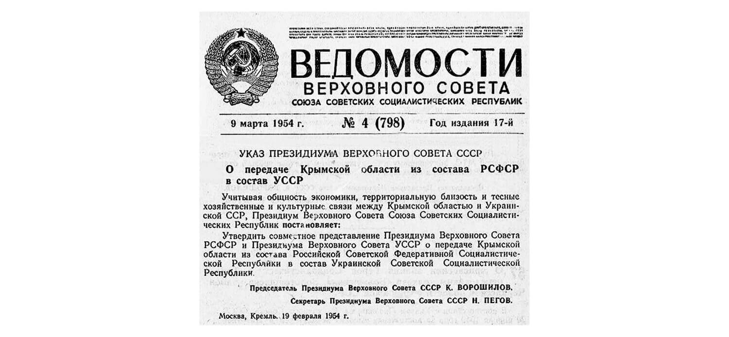 Myths about Crimea. Decree of the Presidium of the Supreme Soviet of the USSR “On the Transfer of the Crimean Region from the RSFSR to the Ukrainian SSR”